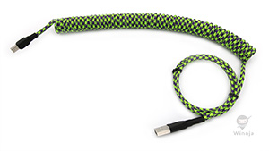 Coiled Neon Green Paracord Sleeved Cable for SA Trouble Mind
